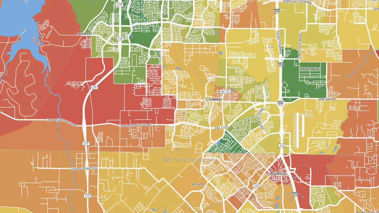 Crowley, TX Map of Murder Rates