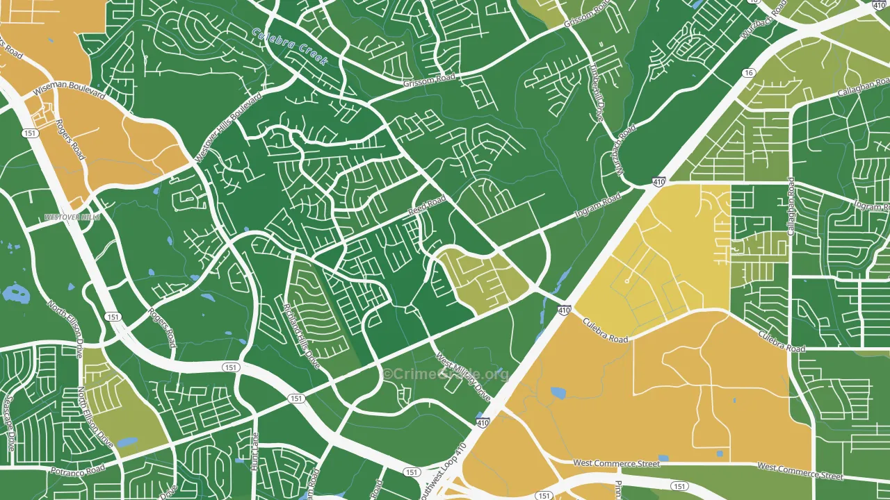 Crown Meadows, San Antonio, TX Map of Murder Rates