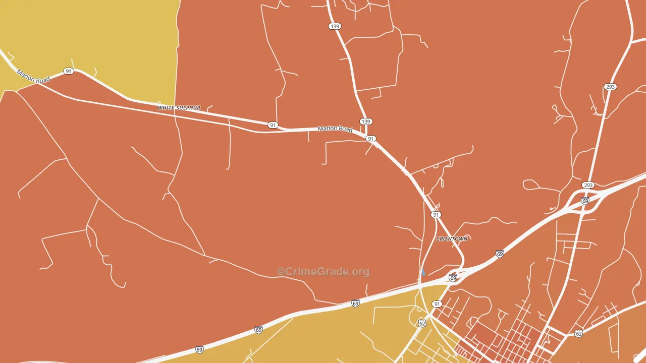 Crowtown, KY Map of Murder Rates