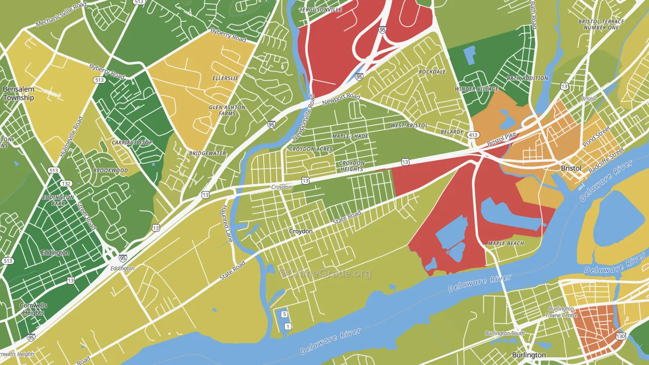 Croydon, PA Map of Murder Rates