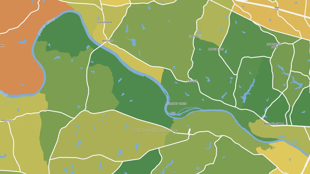 Crozier, VA Map of Murder Rates