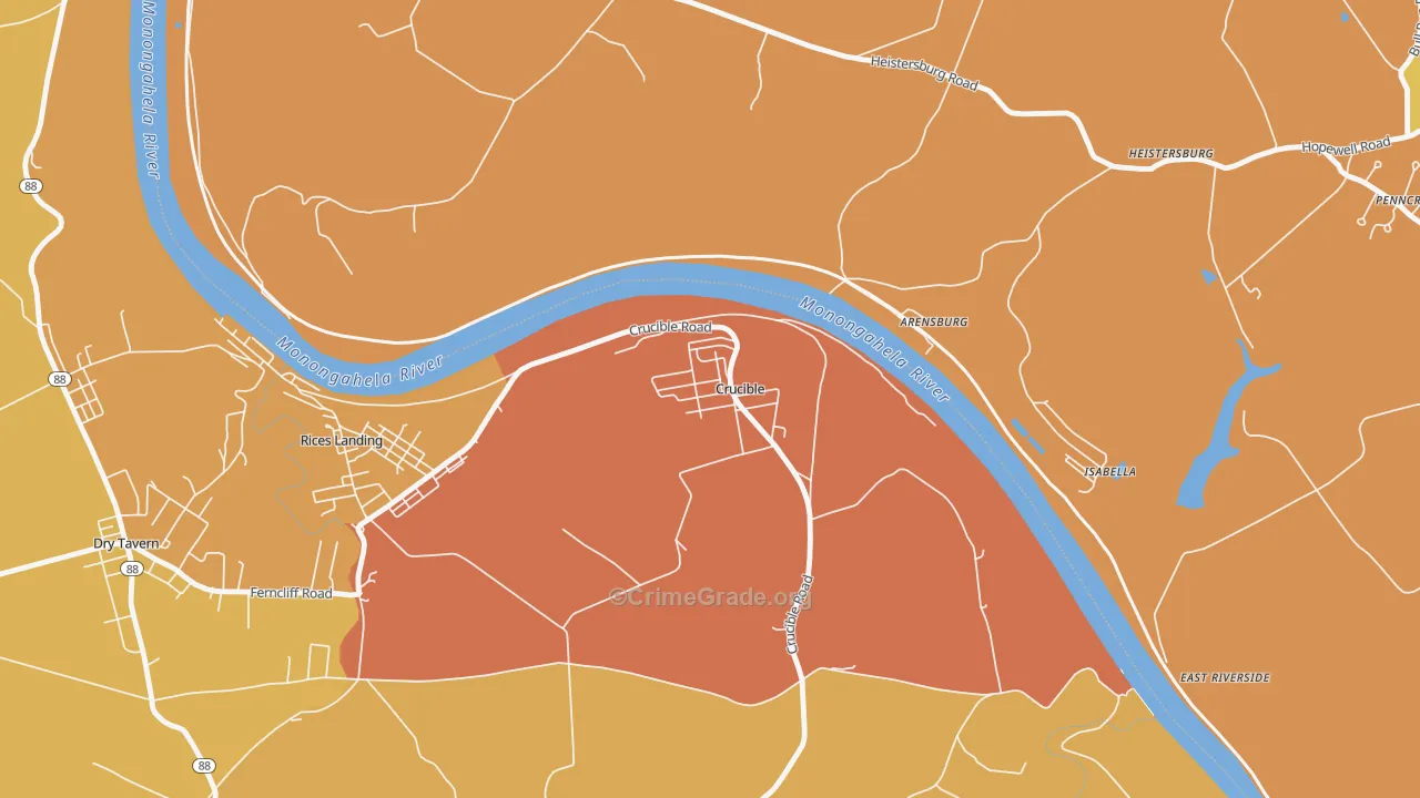 Crucible, PA Map of Murder Rates
