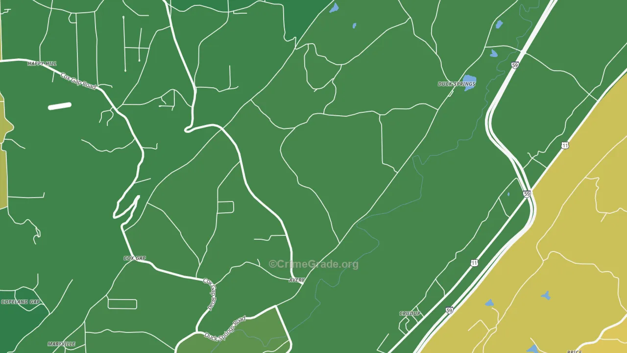 Crudup, AL Map of Murder Rates