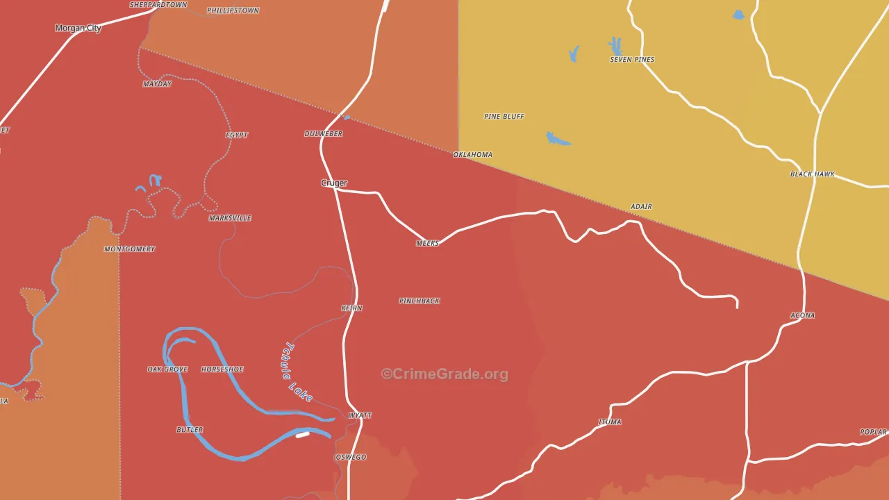 Cruger, MS Map of Murder Rates