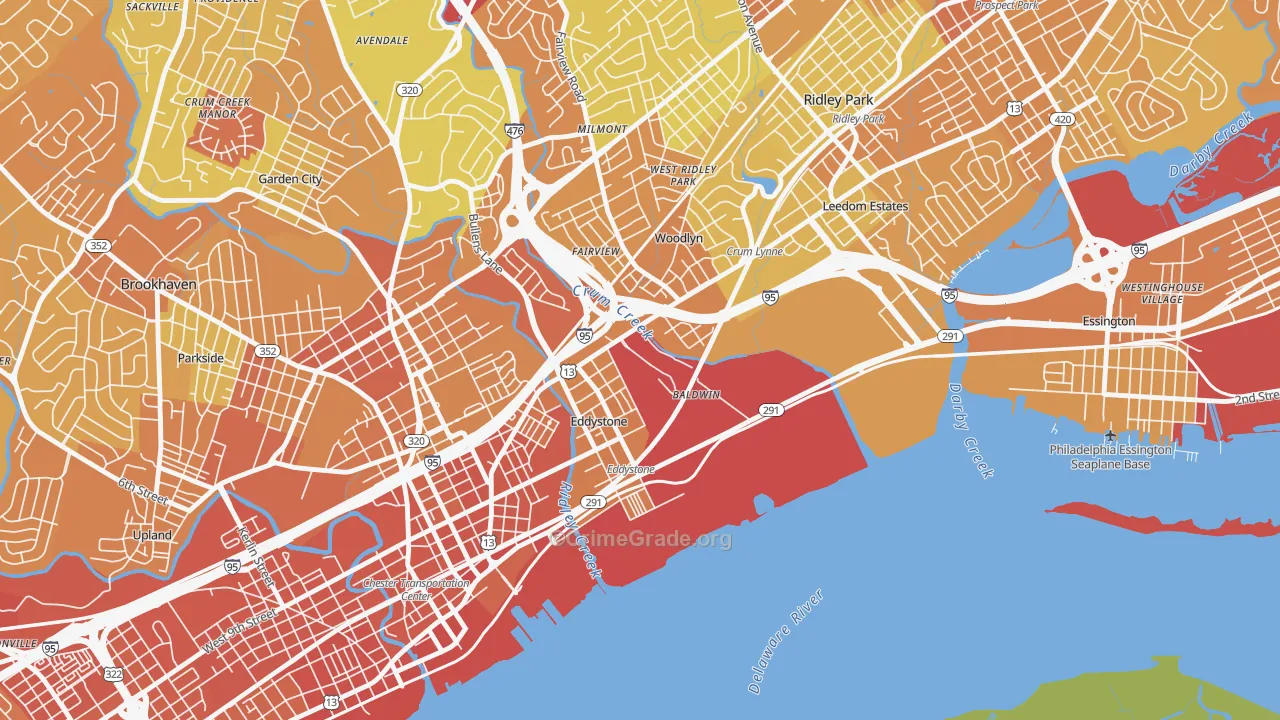 Crum Lynne, PA Map of Murder Rates