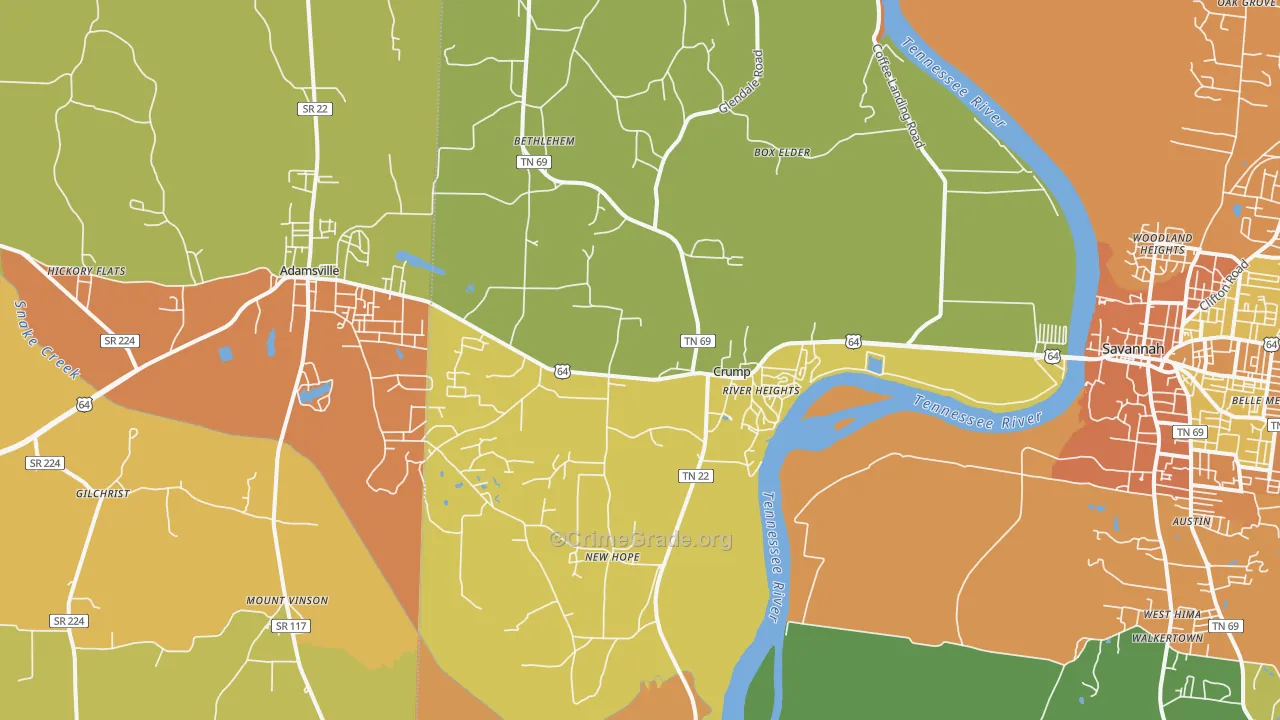 Crump, TN Map of Murder Rates