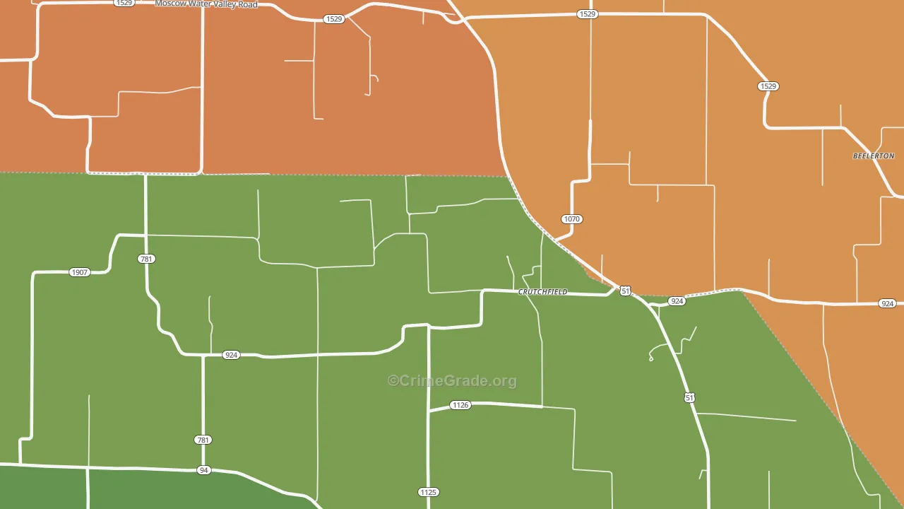 Crutchfield, KY Map of Murder Rates