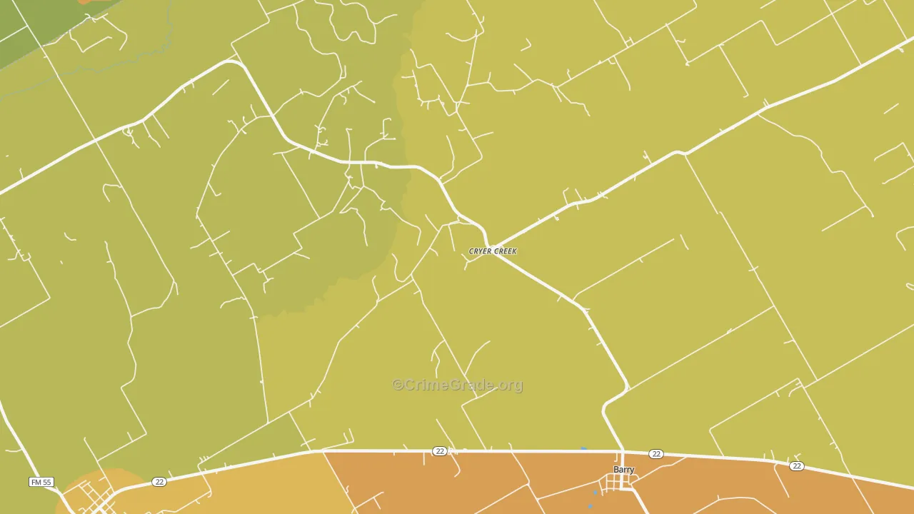 Cryer Creek, TX Map of Murder Rates