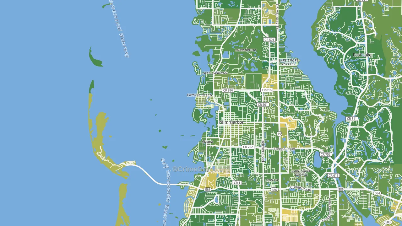Crystal Beach, FL Map of Murder Rates