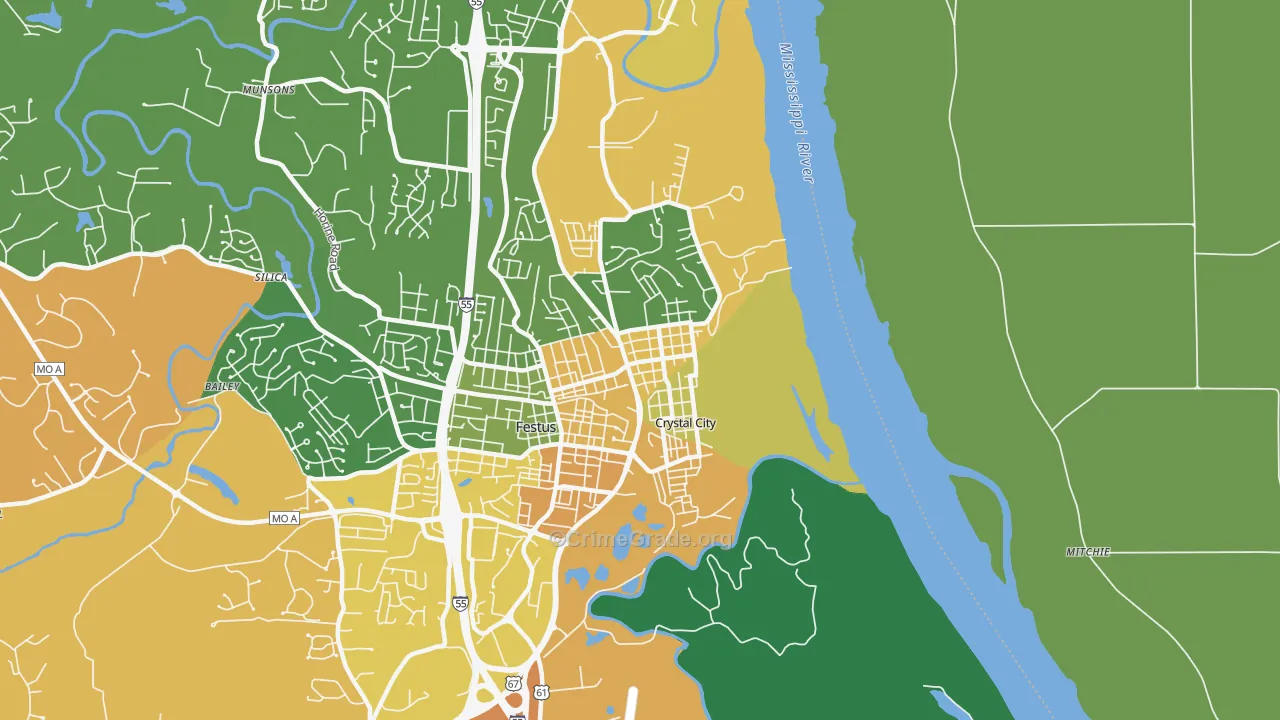 Crystal City, MO Map of Murder Rates