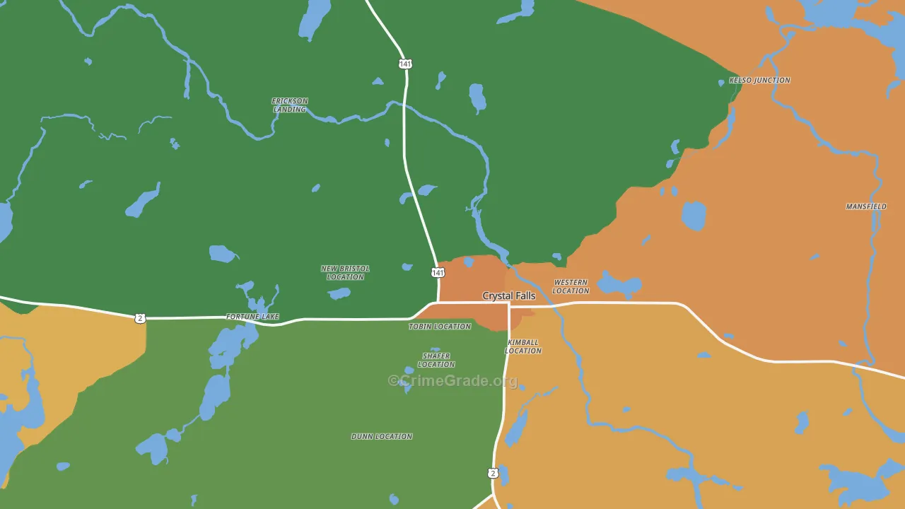 Crystal Falls, MI Map of Murder Rates