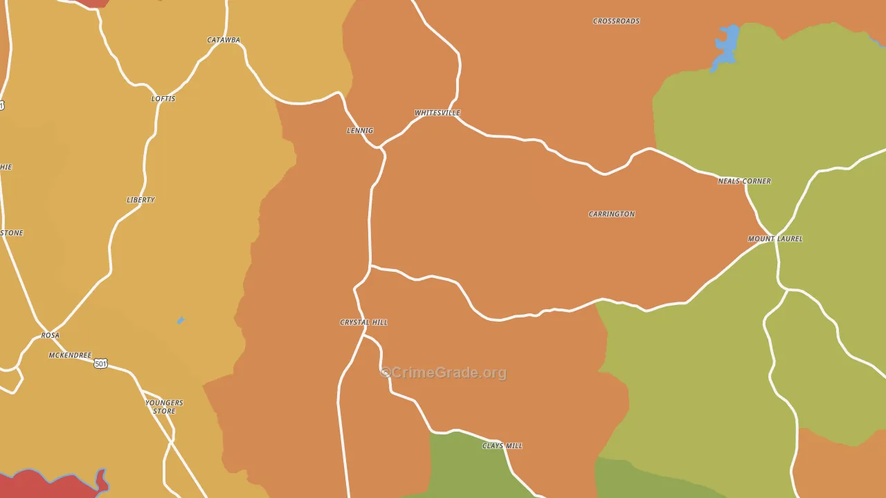 Crystal Hill, VA Map of Murder Rates