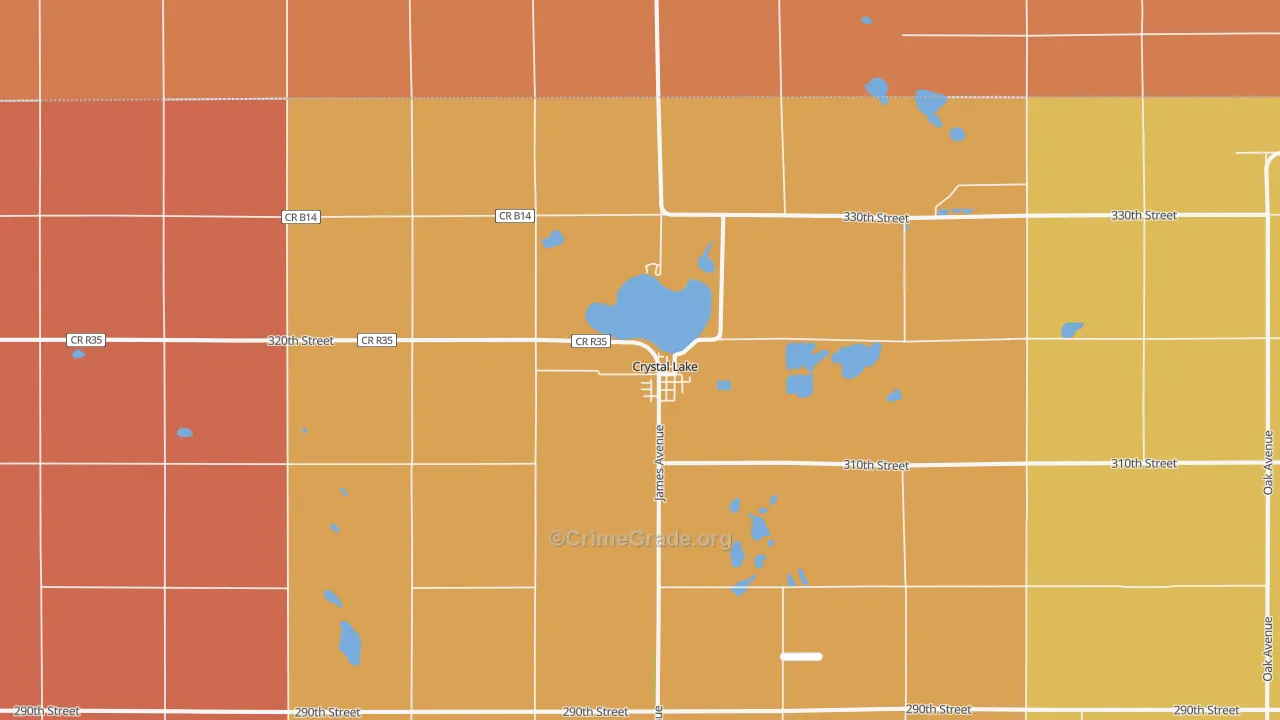 Crystal Lake, IA Map of Murder Rates