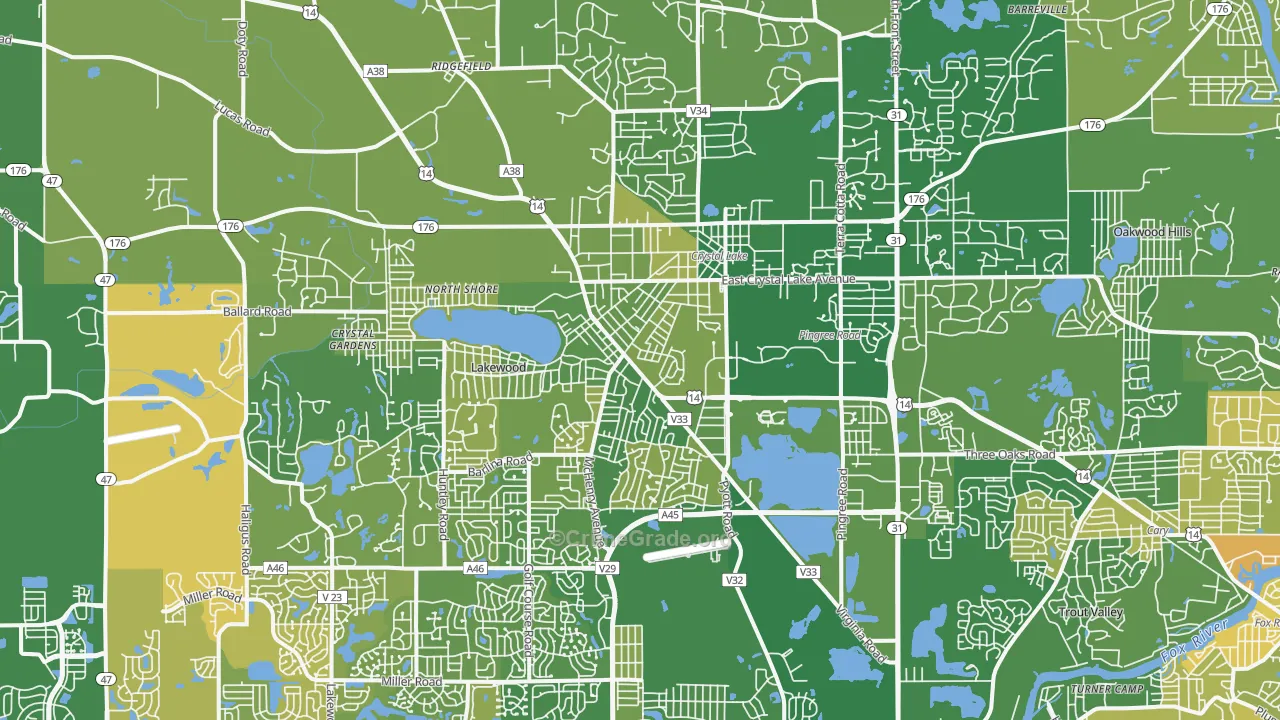 Crystal Lake, IL Map of Murder Rates