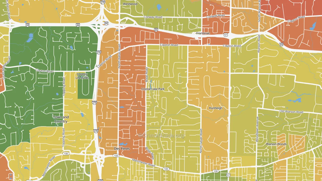Crystal Lake Park, MO Map of Murder Rates