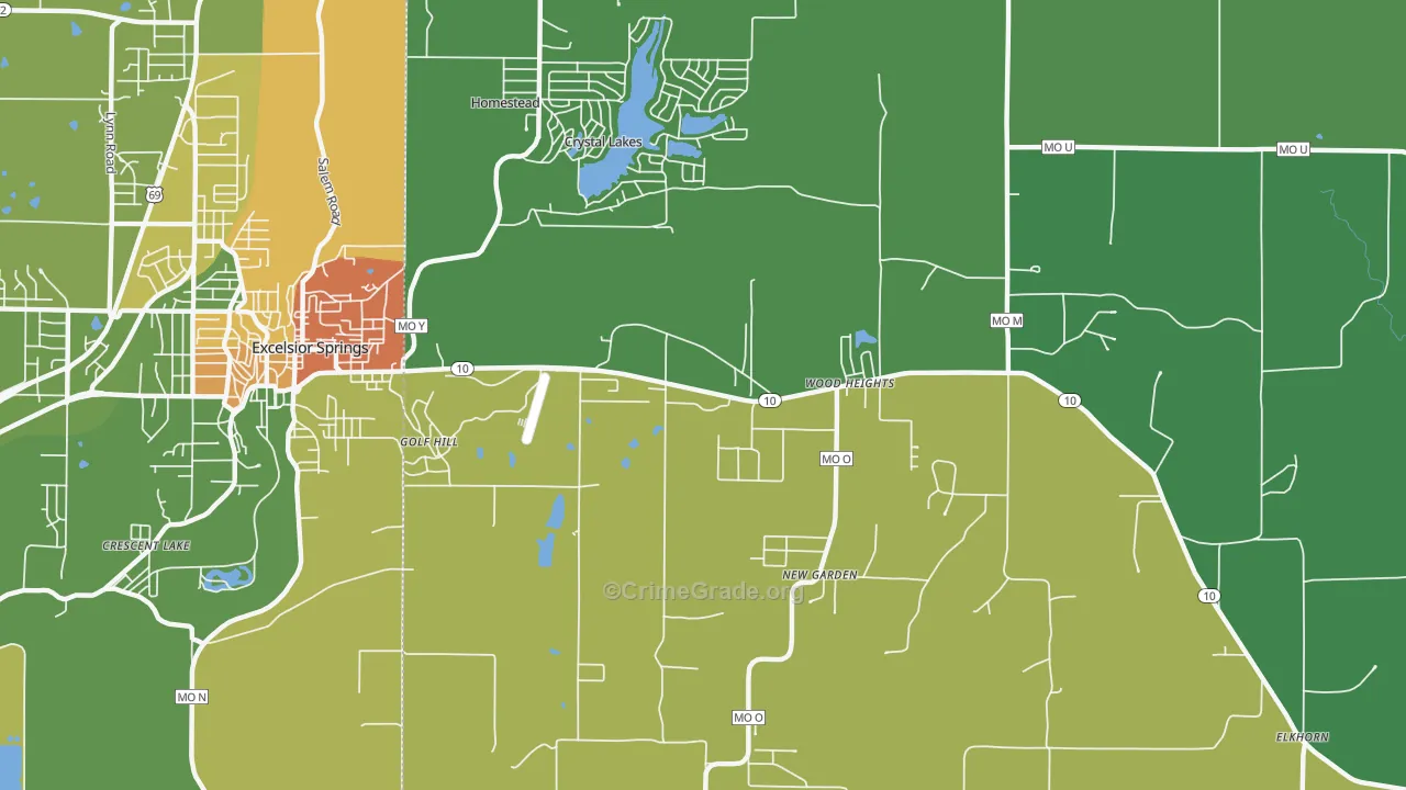 Crystal Lakes, MO Map of Murder Rates