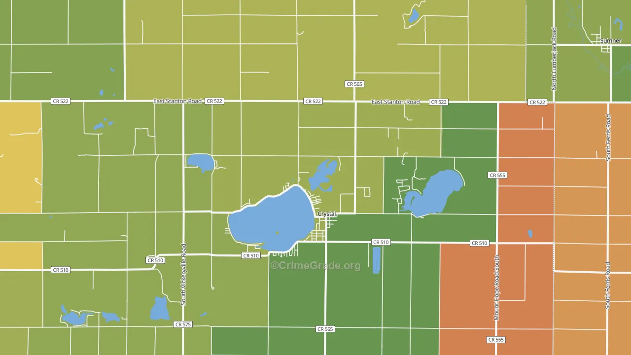 Crystal, MI Map of Murder Rates