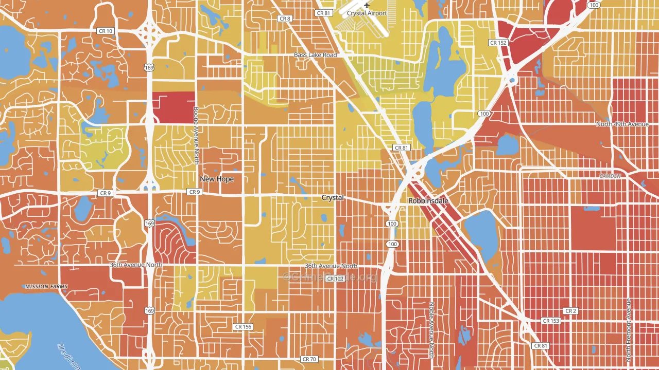 Crystal, MN Map of Murder Rates