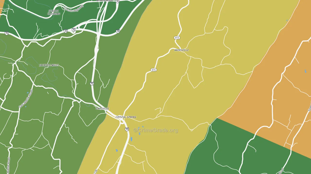 Crystal Spring, PA Map of Murder Rates