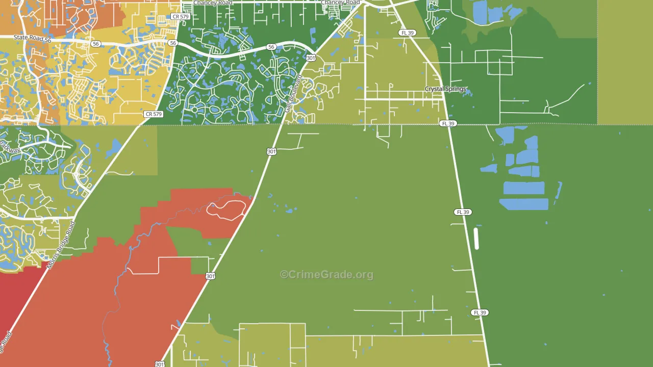 Crystal Springs, FL Map of Murder Rates