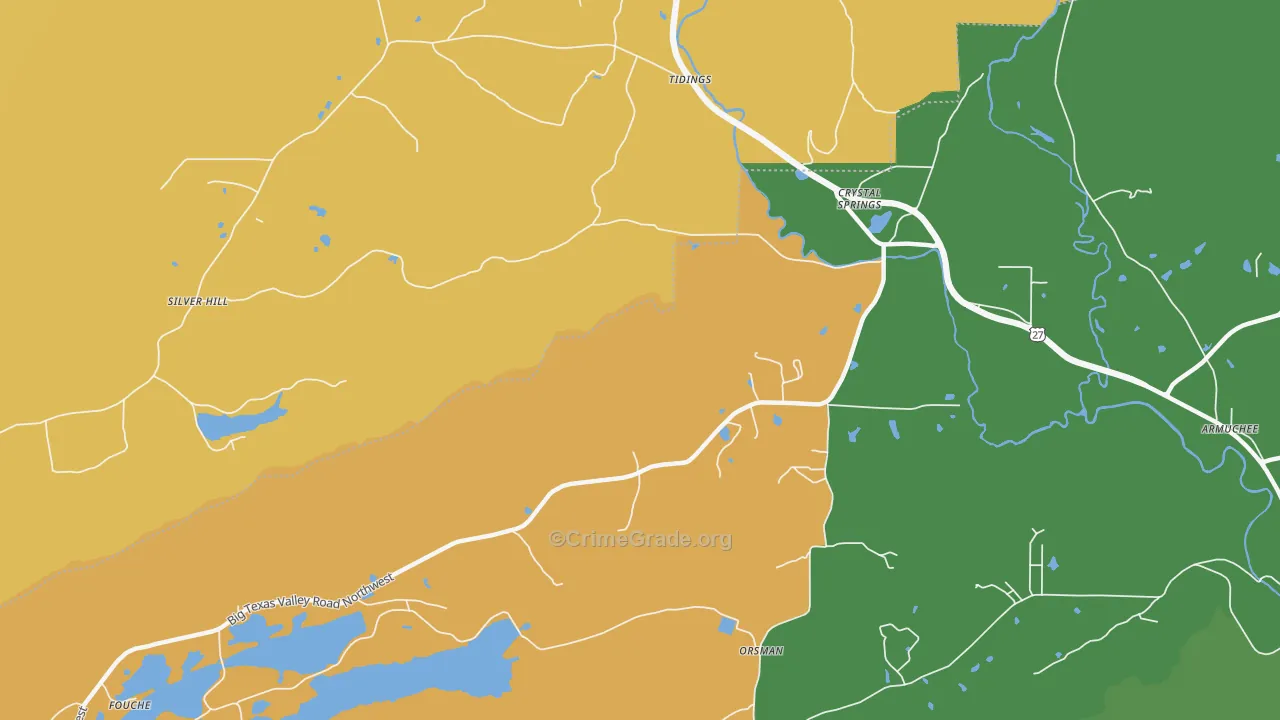 Crystal Springs, GA Map of Murder Rates
