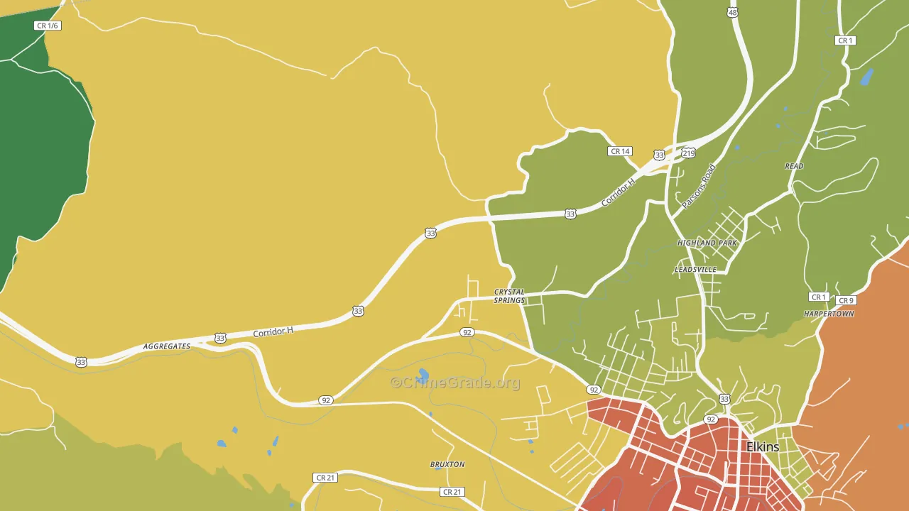 Crystal Springs, WV Map of Murder Rates