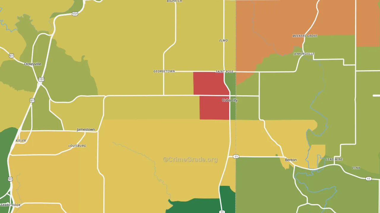 Cuba City, WI Map of Murder Rates
