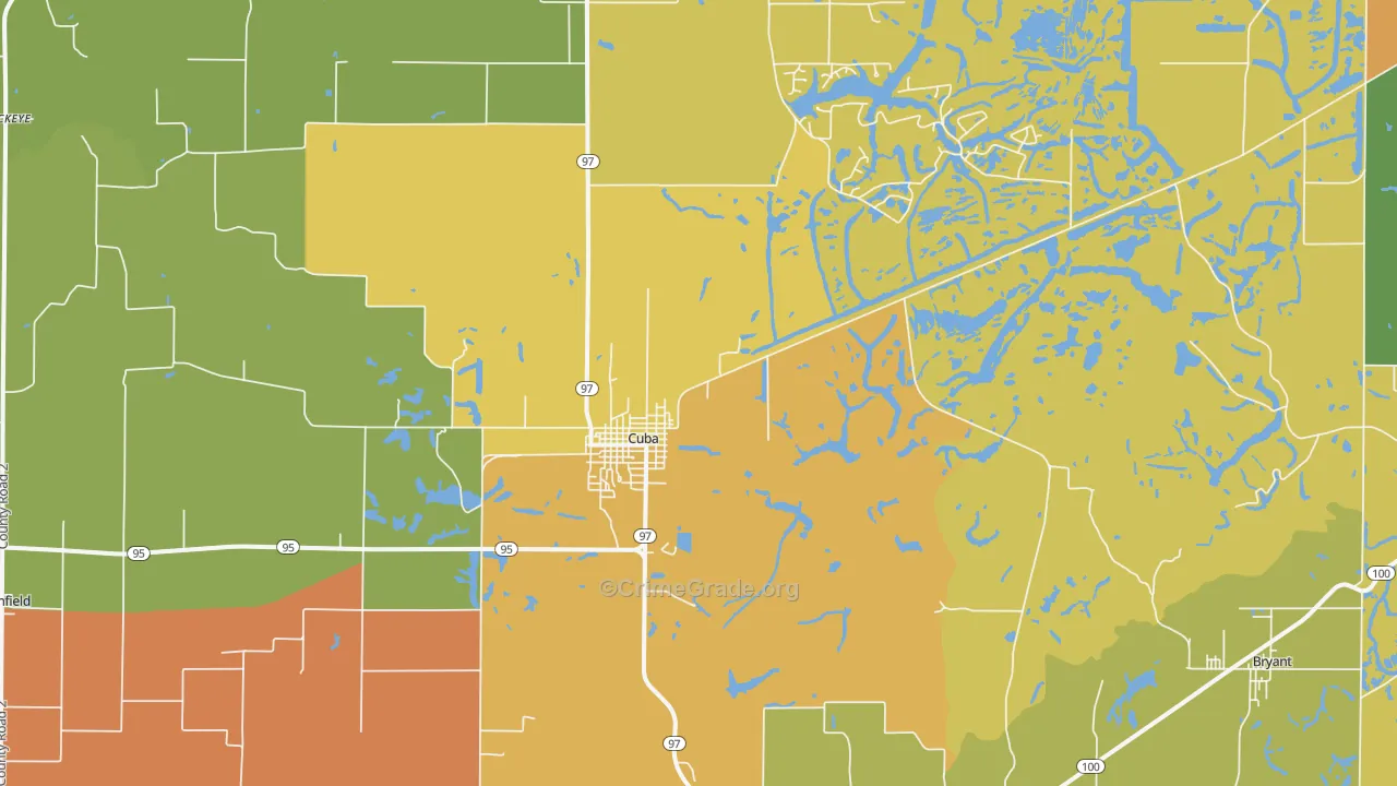 Cuba, IL Map of Murder Rates