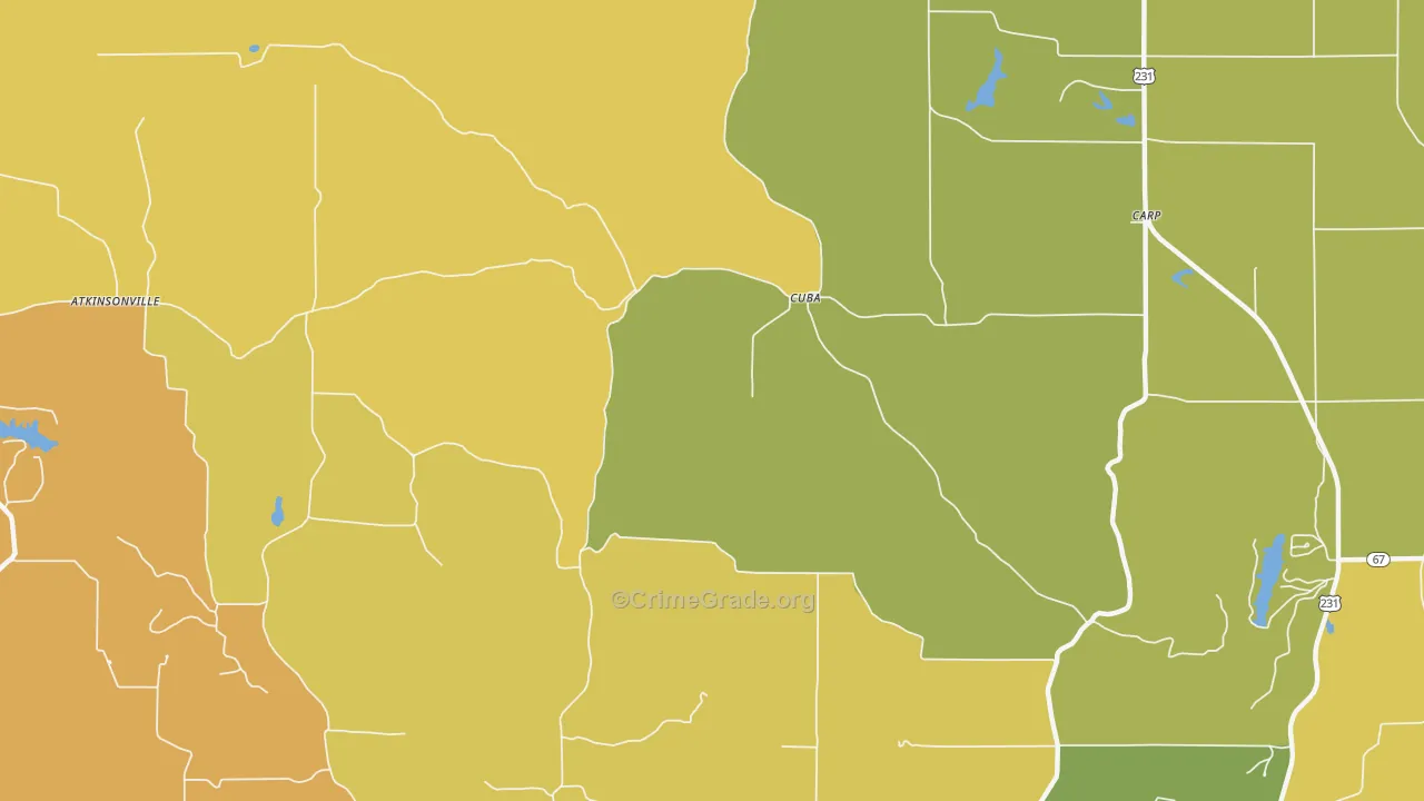Cuba, IN Map of Murder Rates