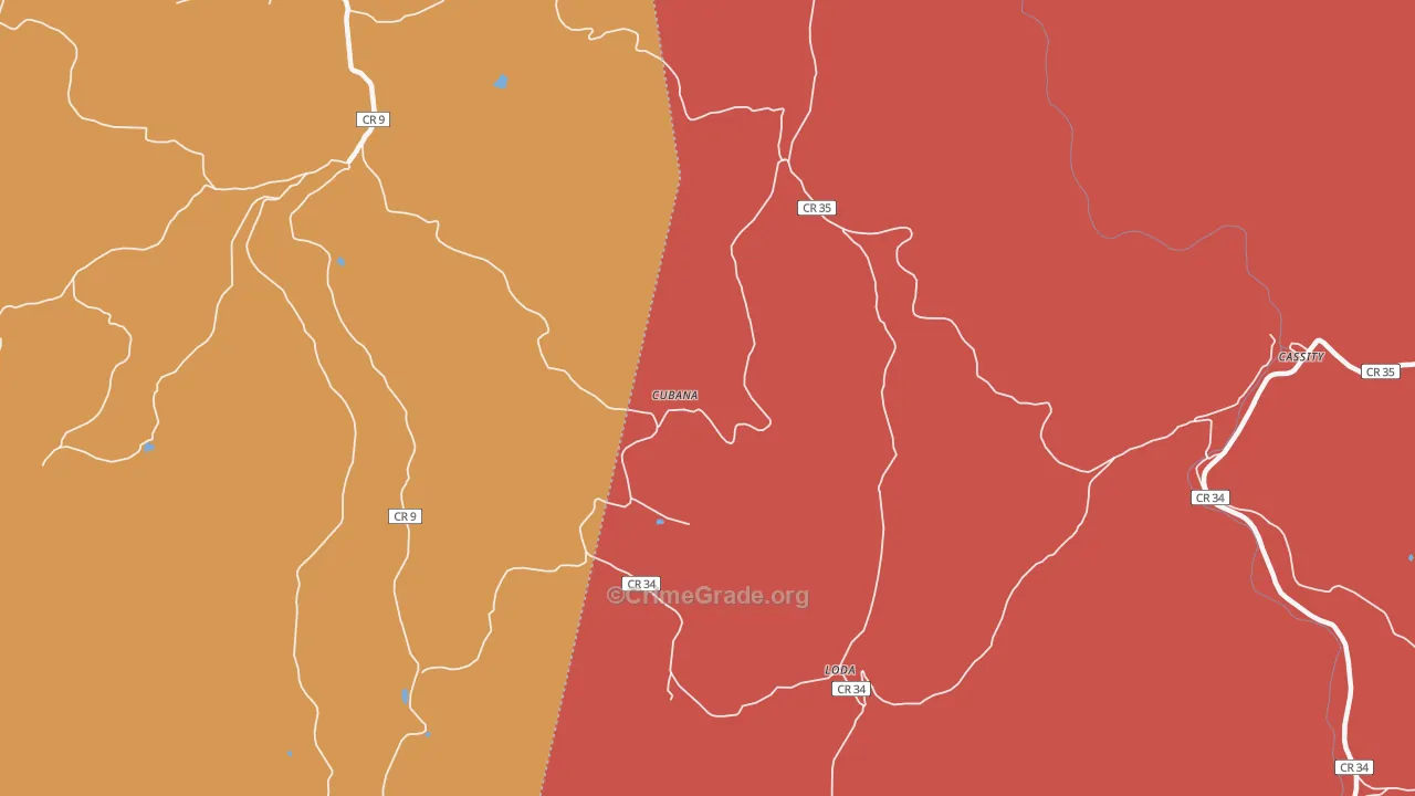 Cubana, WV Map of Murder Rates