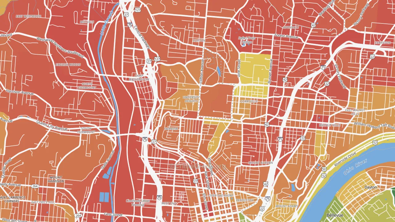 Cuf, Cincinnati, OH Map of Murder Rates