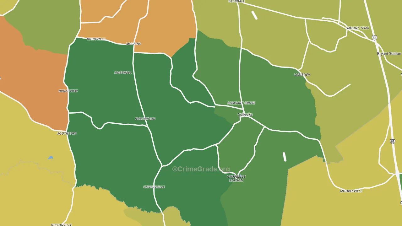 Culleoka, TN Map of Murder Rates