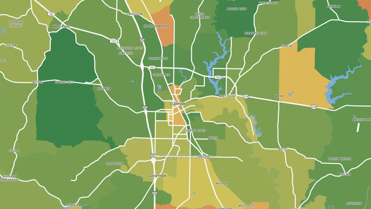 Cullman, AL Map of Murder Rates