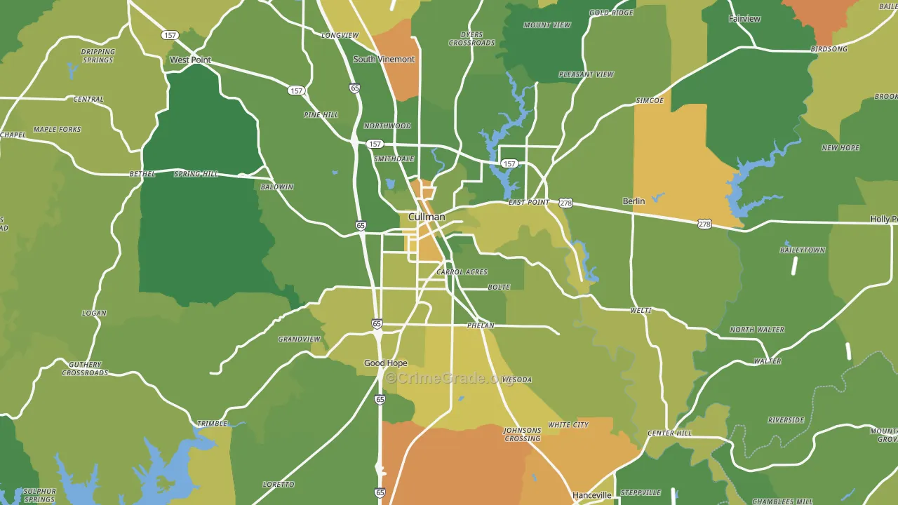 Cullman County, AL Map of Murder Rates