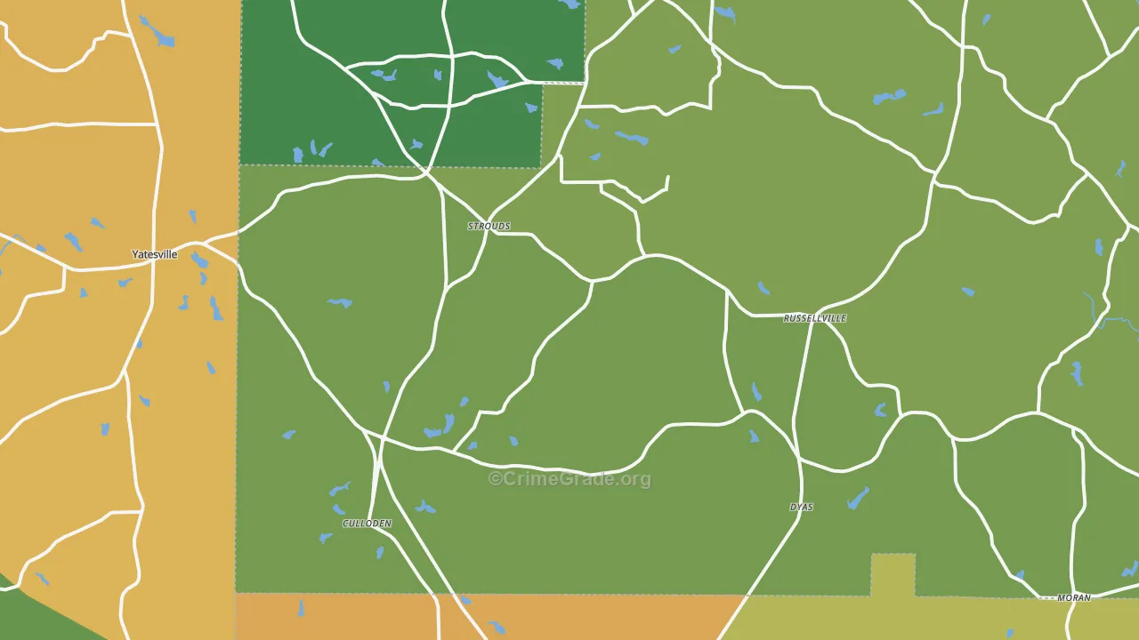 Culloden, GA Map of Murder Rates