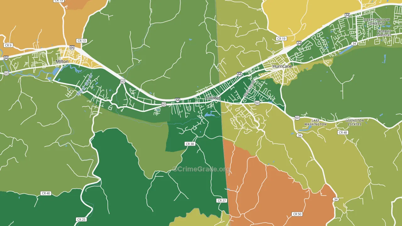 Culloden, WV Map of Murder Rates