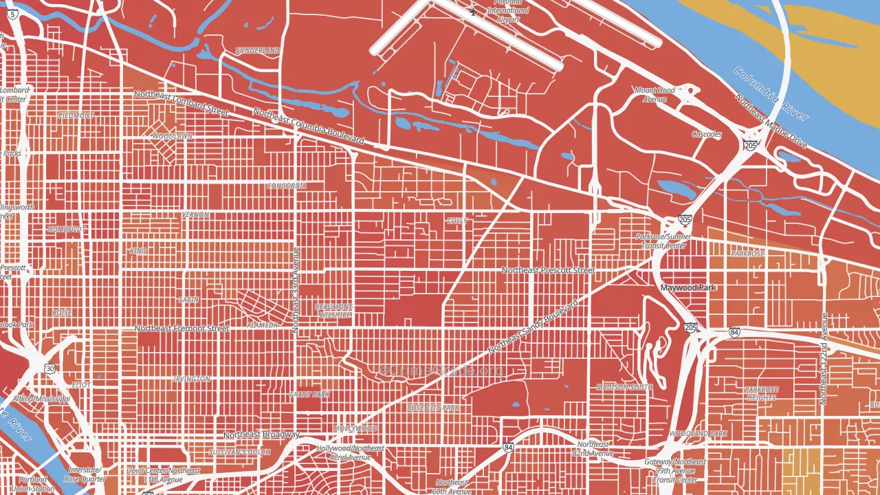 Cully, Portland, OR Map of Murder Rates