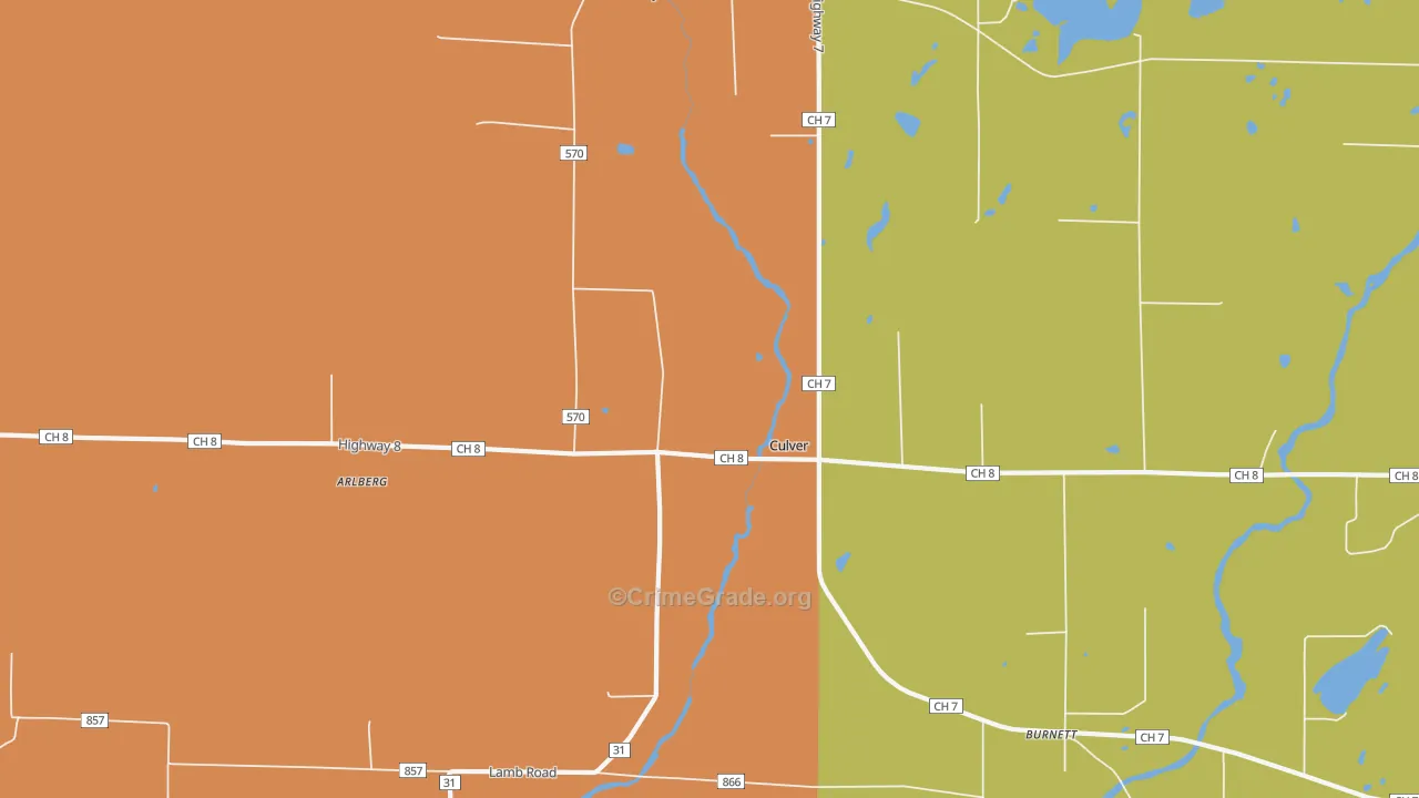 Culver, MN Map of Murder Rates