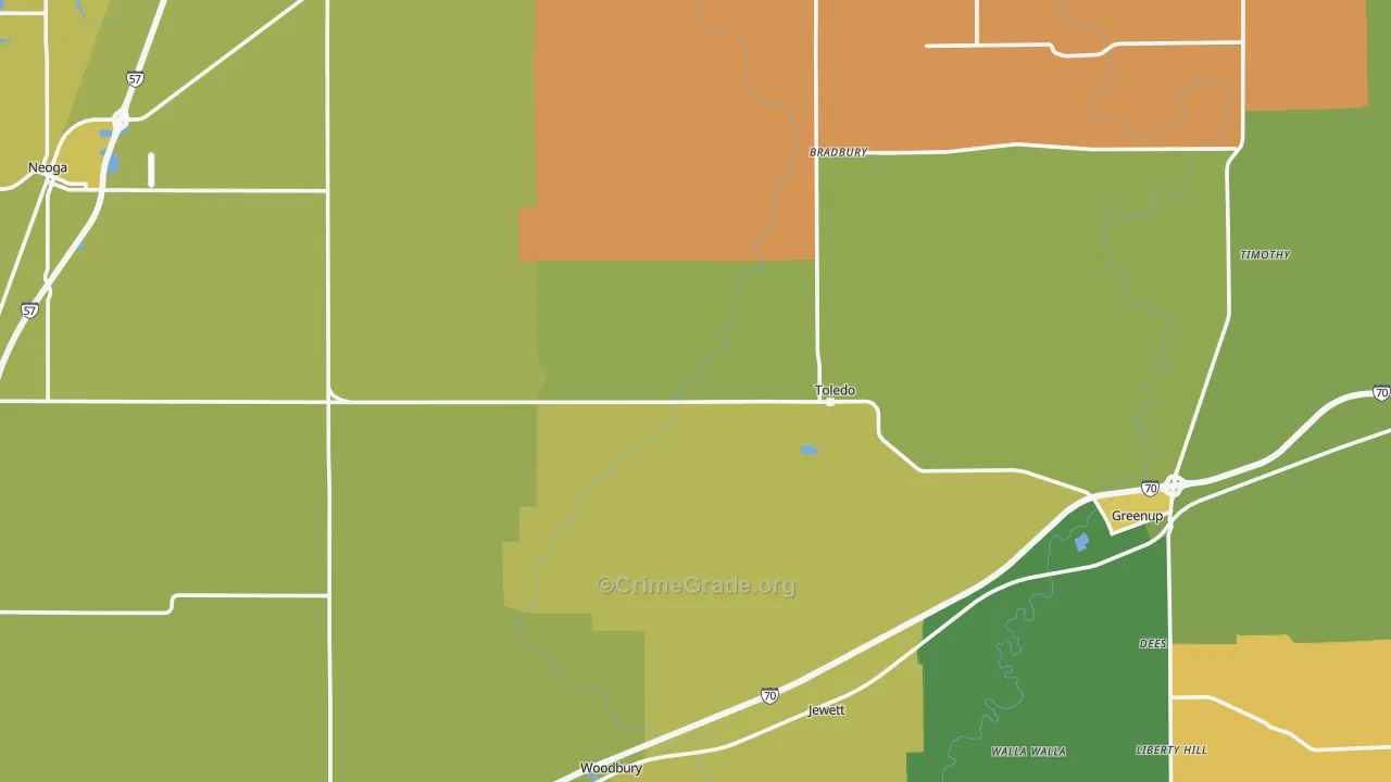 Cumberland County, IL Map of Murder Rates