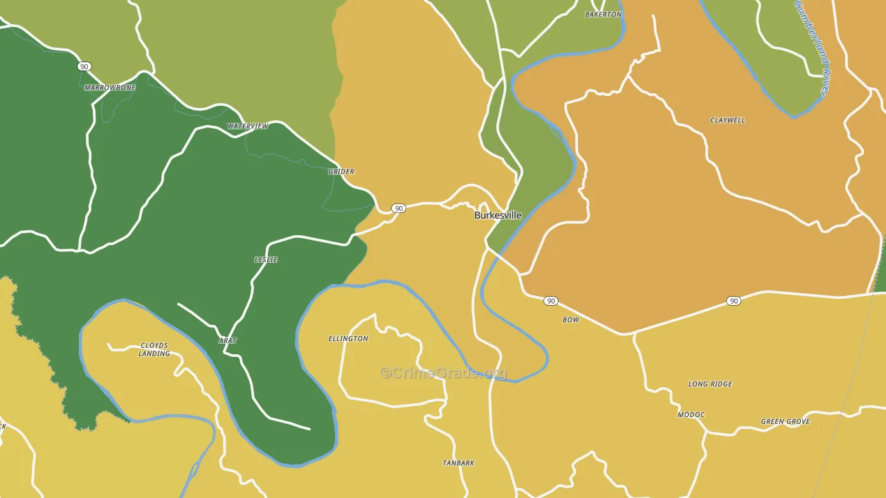 Cumberland County, KY Map of Murder Rates