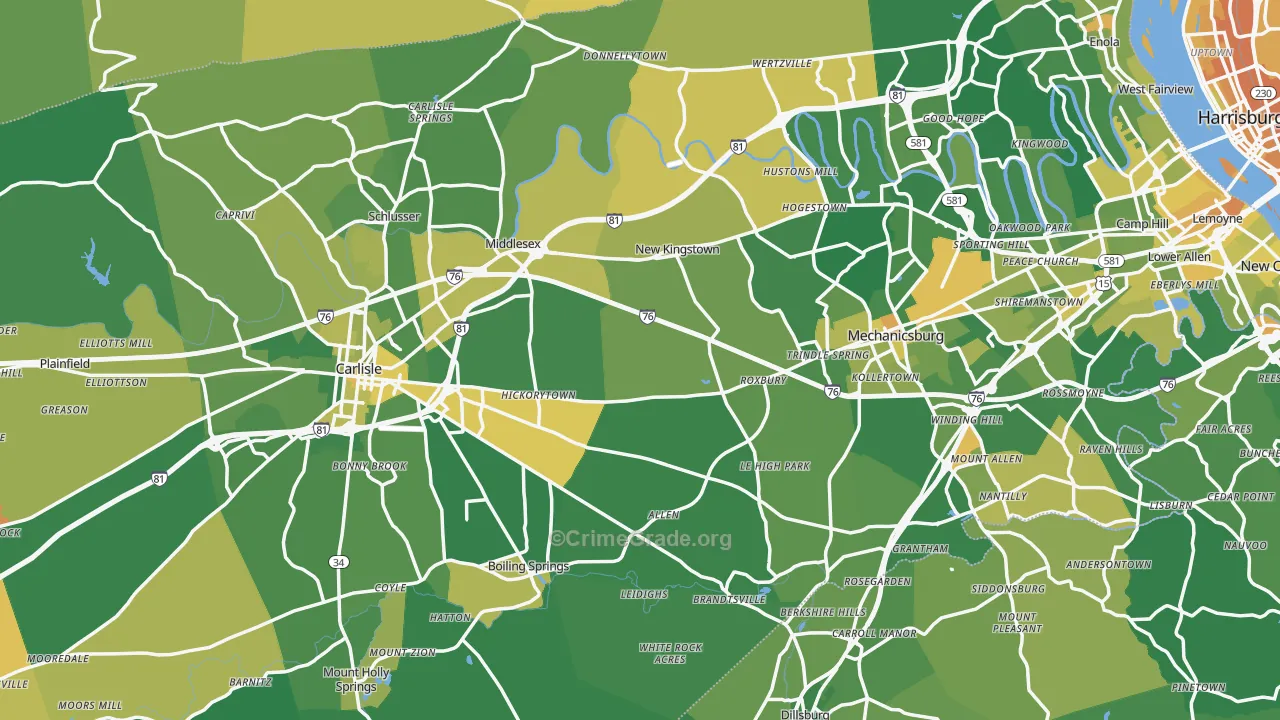 Cumberland County, PA Map of Murder Rates