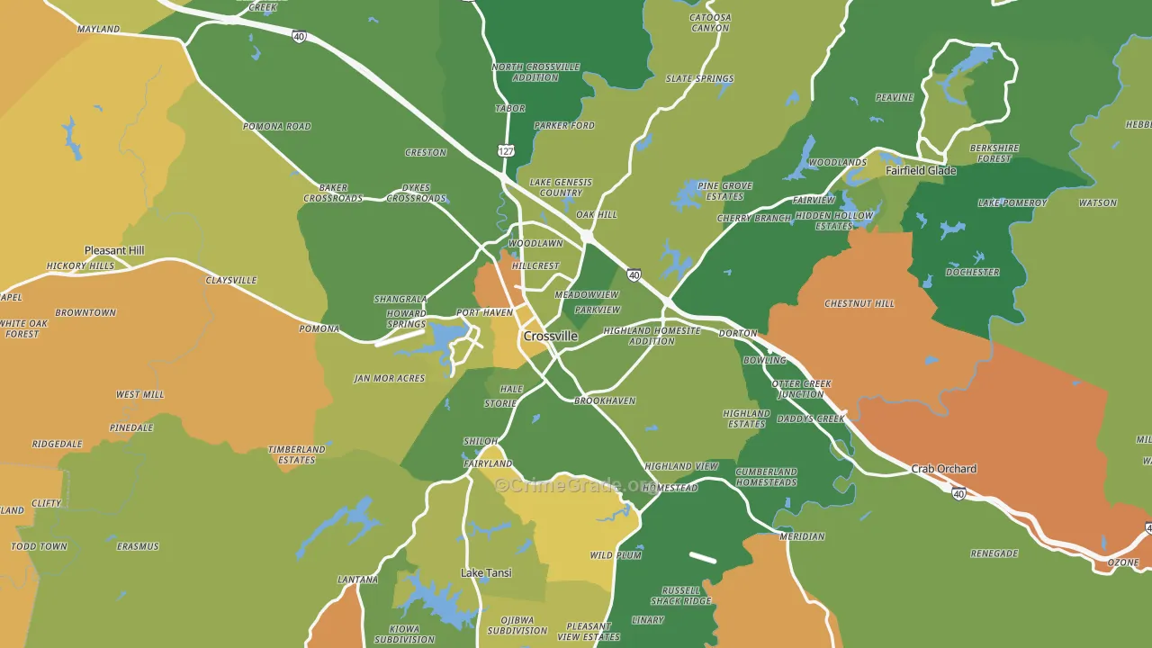 Cumberland County, TN Map of Murder Rates