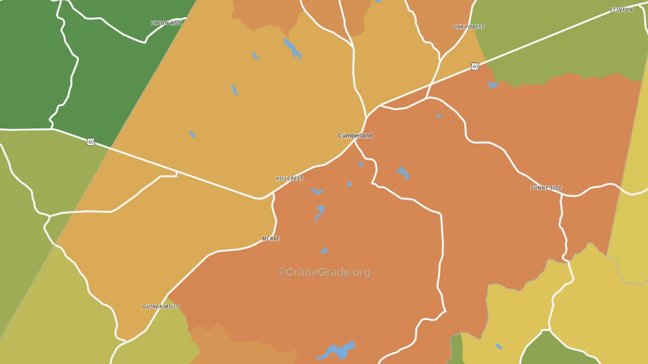 Cumberland County, VA Map of Murder Rates