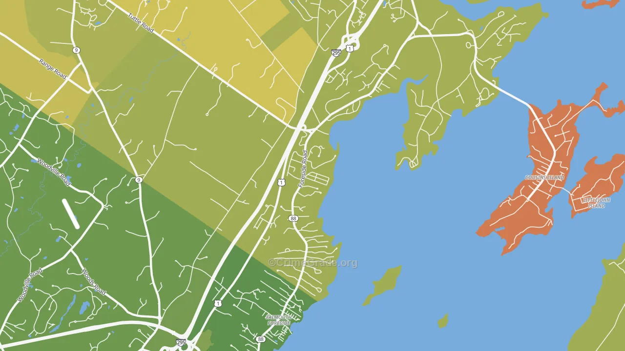 Cumberland Foreside, ME Map of Murder Rates