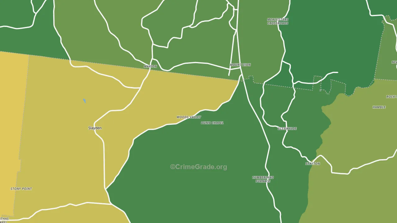 Cumberland Furnace, TN Map of Murder Rates