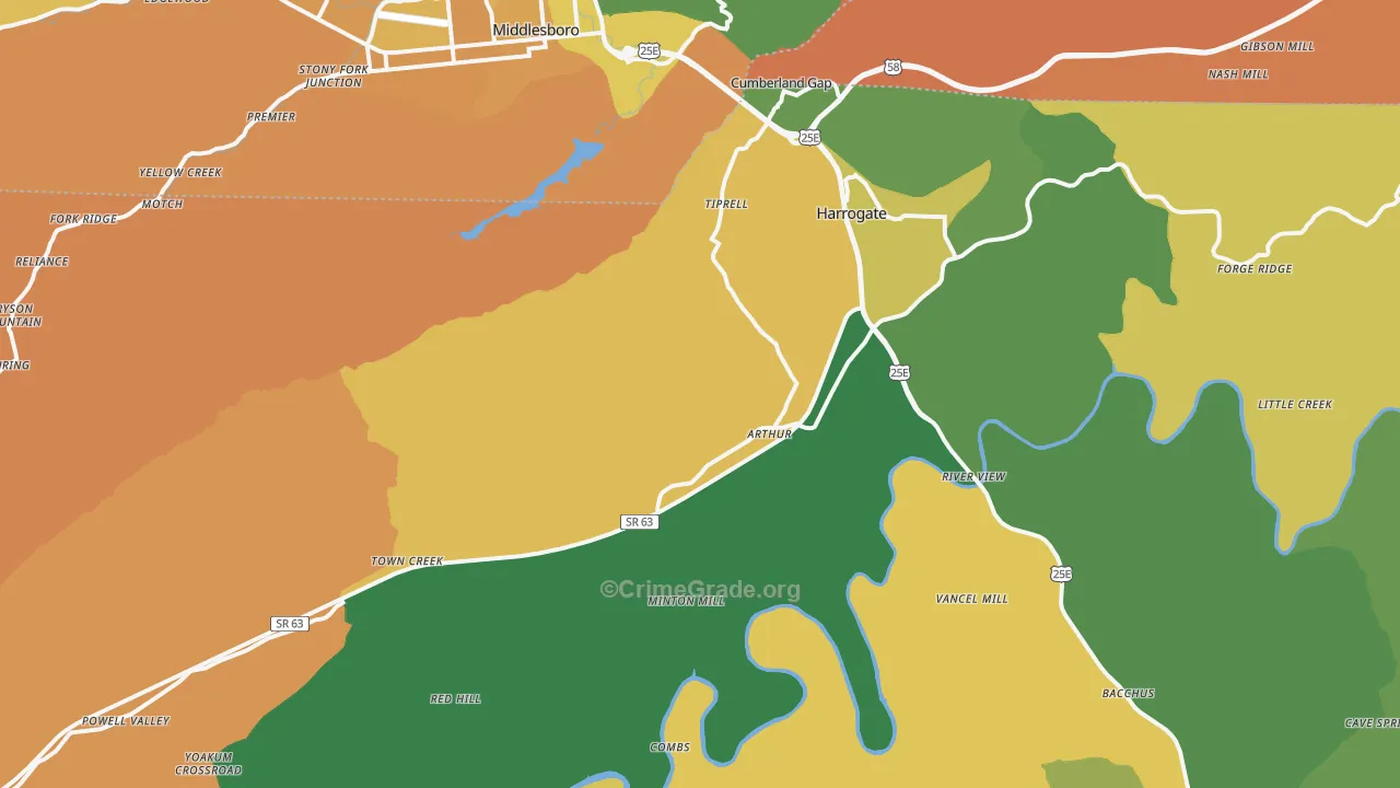 Cumberland Gap, TN Map of Murder Rates