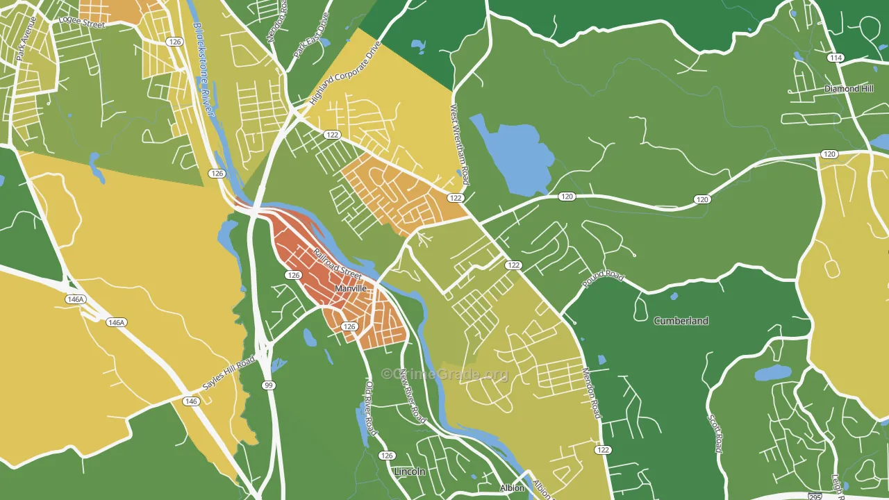 Cumberland Hill, RI Map of Murder Rates