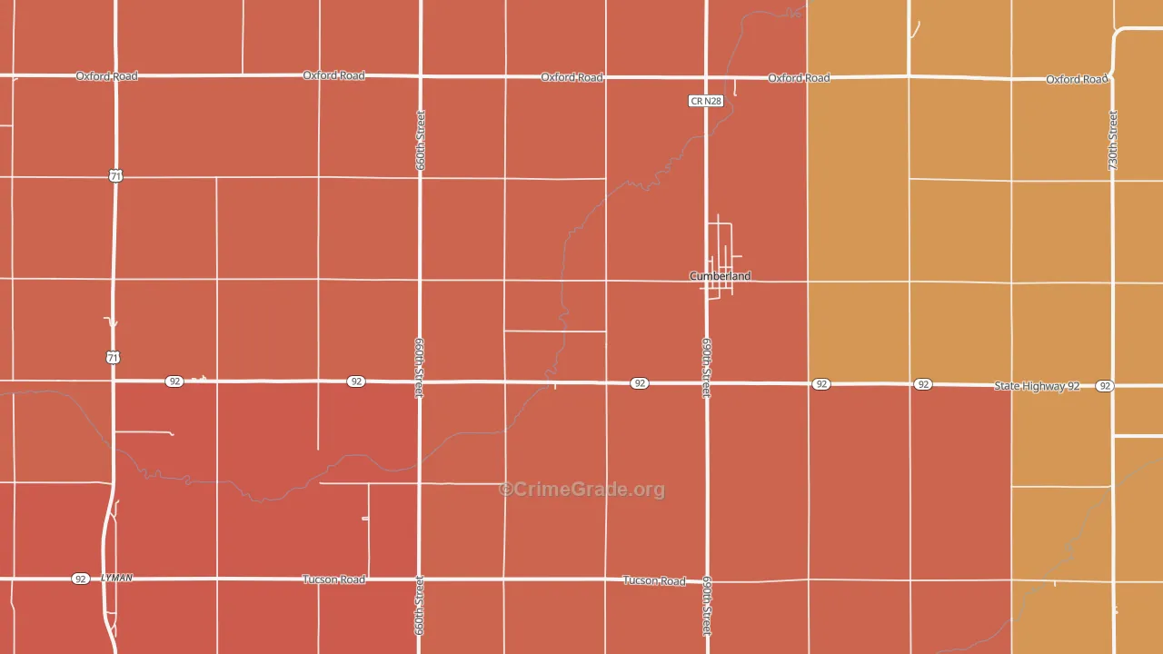 Cumberland, IA Map of Murder Rates