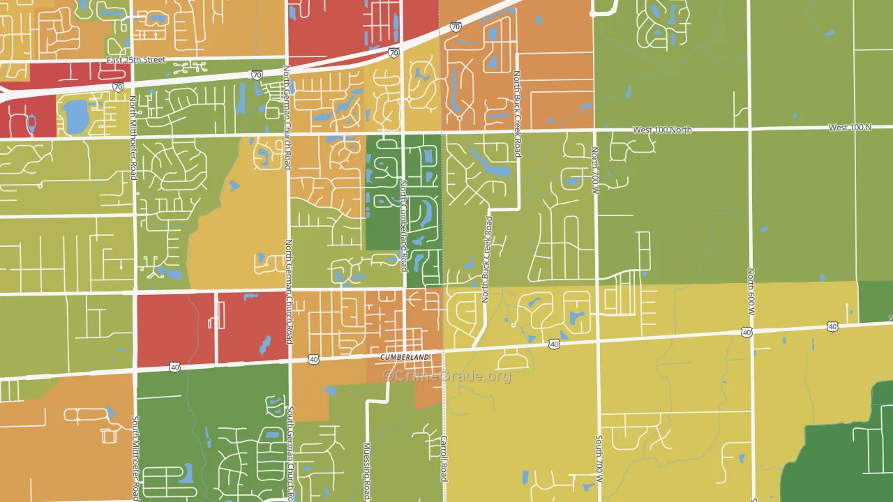 Cumberland, IN Map of Murder Rates
