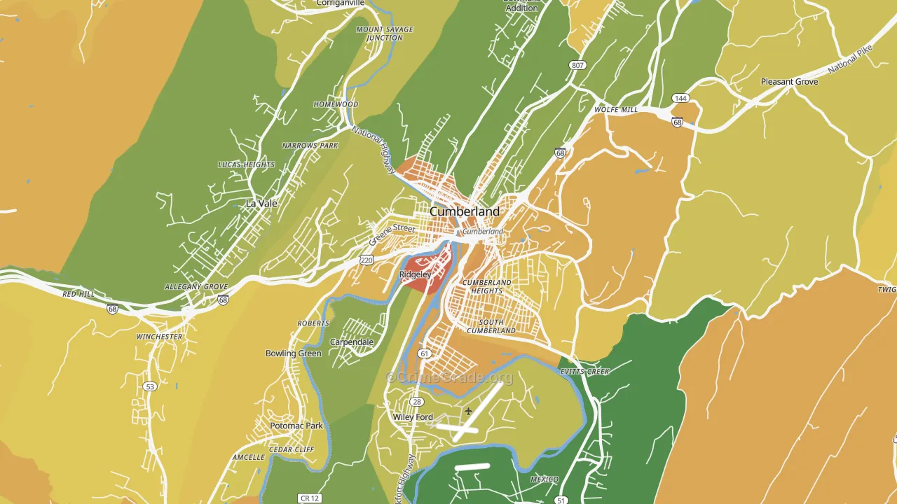 Cumberland, MD Map of Murder Rates